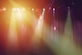 Blurred lights on stage and red curtain theatre Royalty Free Stock Photo