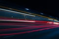 Blurred lights from tram in the night Royalty Free Stock Photo