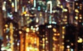 Blurred lights in windows of skycrapers, Hong Kong