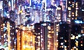 Blurred lights in windows of skycrapers, Hong Kong Royalty Free Stock Photo