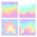 Blurred liquid electric wavy holographic futuristic abstract soft vibrant colors flow blend gradient square backgrounds