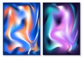 Blurred liquid wavy holographic silk colorful abstract soft vibrant pink blue purple turquoise orange colors flow blend gradient b Royalty Free Stock Photo