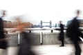 Blurred London commuters