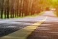 Blurred lonely road picture with warm sunlight. Empty barren natural places good for scenic drives with your free time or weekend