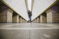 Blurred man on subway platform Royalty Free Stock Photo
