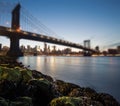 Blurred Manhattan Bridge At Night Royalty Free Stock Photo