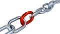 Blurred Metallic Chain with One Red Link Royalty Free Stock Photo