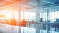 Blurred modern business office interior room for background in business concept. Blur empty open space corporate business office. Royalty Free Stock Photo