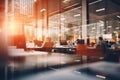 Blurred modern business office interior room use for background in business concept. Blur empty open space corporate business Royalty Free Stock Photo