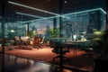 Blurred modern business office interior room use for background in business concept. Blur empty open space corporate business Royalty Free Stock Photo