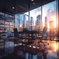 Blurred modern business office interior room use for background in business concept. Meeting room. Blur corporate business office Royalty Free Stock Photo