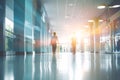 Blurred modern hospital corridor background. Abstract blurred clinic hallway interior. Entrance of medical emergency room in Royalty Free Stock Photo