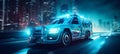 Blurred motion of ambulance with emergency lights on, rushing to respond to a critical situation