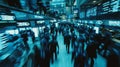 Vivid Motion Blur in a Busy Stock Exchange Trading Floor Royalty Free Stock Photo