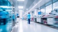 Blurred motion of busy hospital corridor Royalty Free Stock Photo