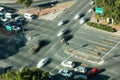 Blurred motion of cars on road intersection Royalty Free Stock Photo