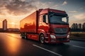 Blurred motion Truck travels swiftly along the express road Royalty Free Stock Photo