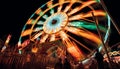 Blurred motion, vibrant colors, carnival excitement at night generated by AI Royalty Free Stock Photo