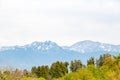 Blurred mountain view background, natural rocky landscape in sunny day, selective focus Royalty Free Stock Photo