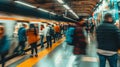 Blurred Movement of a Busy Subway Station Crowd