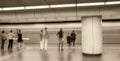 Blurred movement of people inside a subway station. Business and travel concept Royalty Free Stock Photo