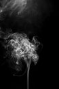 Blurred movement of smoke with background is dark.