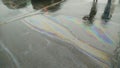 Blurred multi-colored gasoline stain