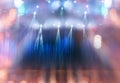 Blurred multicolored bokeh lights on stage, abstract image of concert  lighting Royalty Free Stock Photo