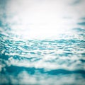 Blurred nature background of wavy water surface in cyan blue color tone with vignette Royalty Free Stock Photo