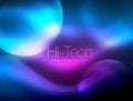 Blurred neon glowing circle, hi-tech modern bubble template, techno glowing glass round shapes or spheres. Geometric Royalty Free Stock Photo