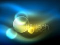 Blurred neon glowing circle, hi-tech modern bubble template, techno glowing glass round shapes or spheres. Geometric Royalty Free Stock Photo