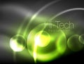 Blurred neon glowing circle, hi-tech modern bubble template, techno glowing glass round shapes or spheres. Geometric Royalty Free Stock Photo