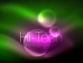 Blurred neon glowing circle, hi-tech modern bubble template, techno glowing glass round shapes or spheres. Geometric Royalty Free Stock Photo