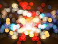 Blurred of Night city street lights bokeh background