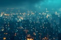 Blurred night city view landscape with blurred cityscape business building night lights bokeh Royalty Free Stock Photo