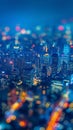 Blurred night city view landscape with blurred cityscape business building night lights bokeh Royalty Free Stock Photo