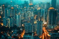 Blurred night city view landscape with blurred cityscape business building night lights bokeh Royalty Free Stock Photo