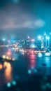 Blurred night city view landscape with blurred cityscape business building night lights bokeh Royalty Free Stock Photo