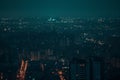 Blurred night city view landscape with blurred cityscape business building night lights bokeh Royalty Free Stock Photo