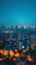 Blurred night city view landscape with blurred cityscape business building night lights bokeh Royalty Free Stock Photo
