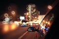 Blurred night lights from car Royalty Free Stock Photo