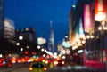 Blurred night lights of Manhattan street in New York City, NYC Royalty Free Stock Photo