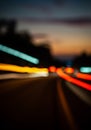Blurred Night Traffic Lights on Highway Royalty Free Stock Photo