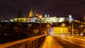 Blurred night tram in Prague Royalty Free Stock Photo