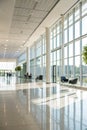 Blurred Office Background, Spacious Business Interior Hall with Daylight Window Reflections Royalty Free Stock Photo
