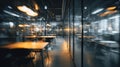 Blurred Office Interior at Night Showcasing a Modern Workspace With a Defocused Effect Royalty Free Stock Photo