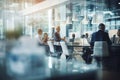 Blurred office interior space background.Business people at work in a busy luxury office space Royalty Free Stock Photo