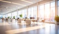 Blurred Office Interior with Sunlight and City View out of focus Royalty Free Stock Photo