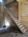 Blurred old staircase in dirty warehouse. Royalty Free Stock Photo