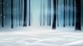 Winter snowy background. Mysterious, dark forest